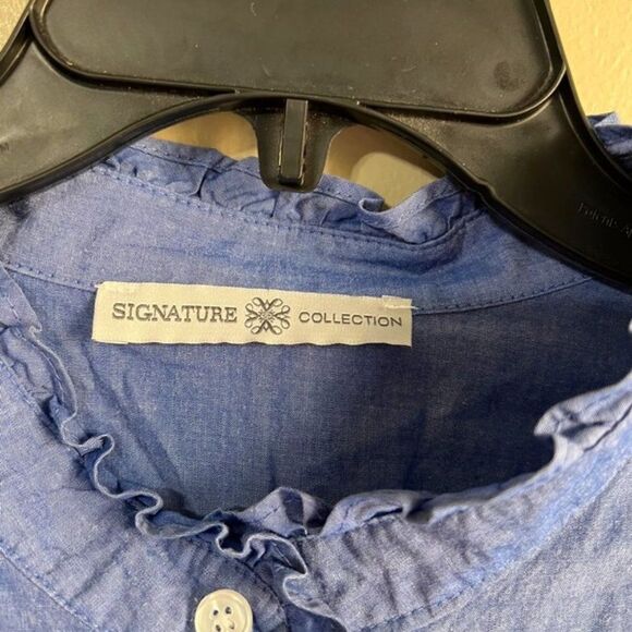 Signature Collection 1X long sleeve blue blouse - Picture 4 of 6